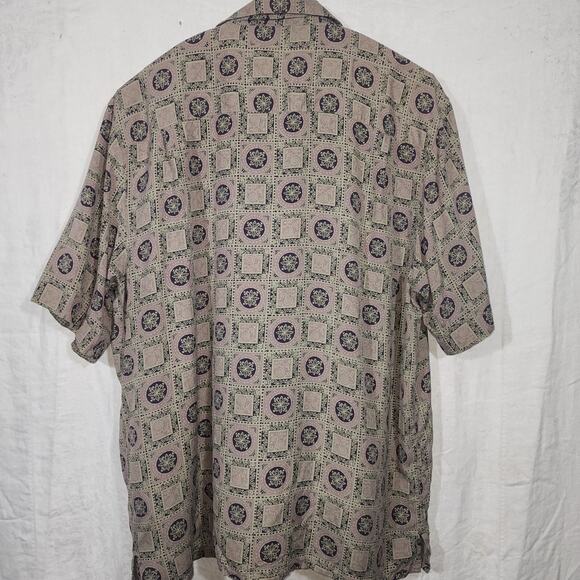 VISITOR sz Xl gray/ lavender short sleeve button front casual shirrt - Picture 4 of 5
